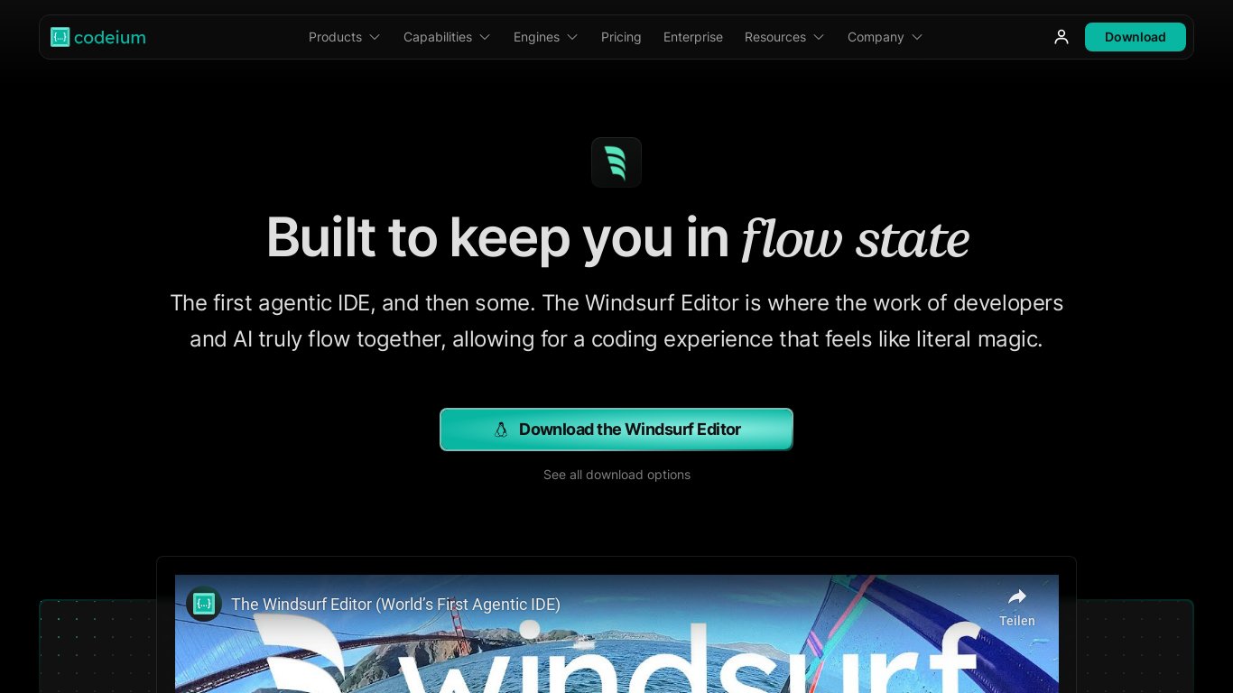 Windsurf Editor Landing page
