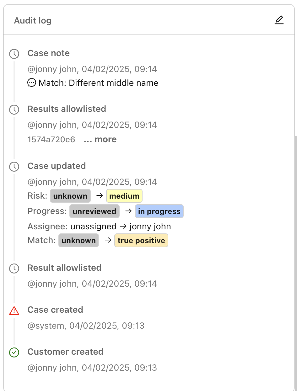 Checklynx Audit log