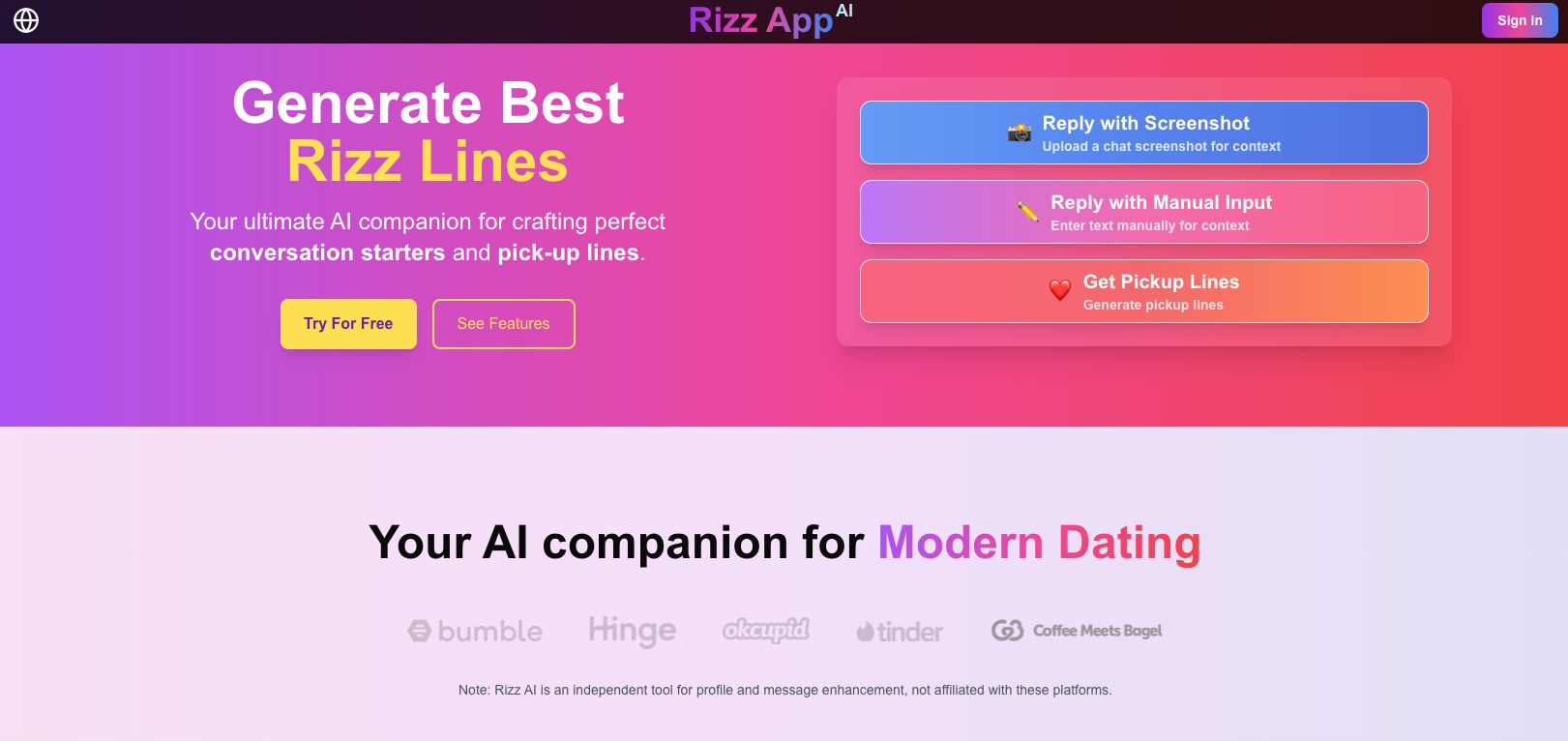 Rizz App AI rizz lines