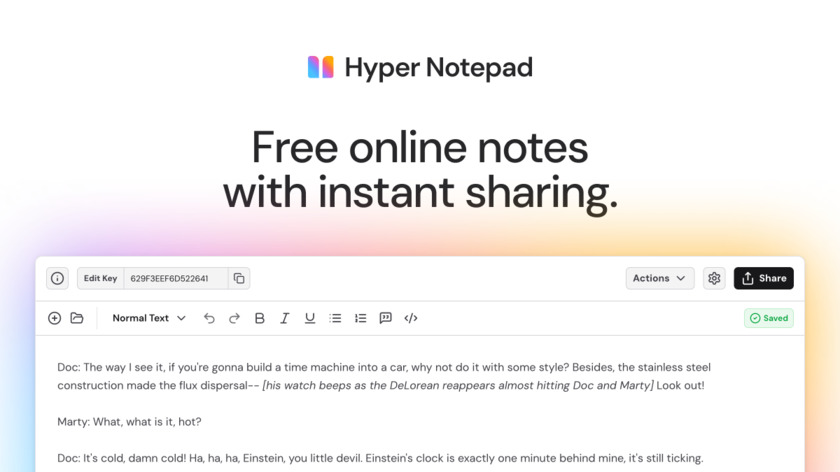 Hyper Notepad Landing Page