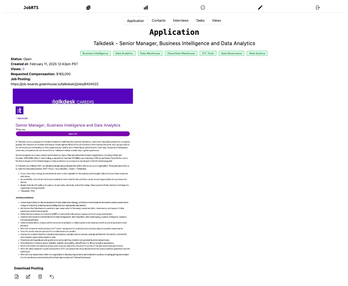 JobRTS Application