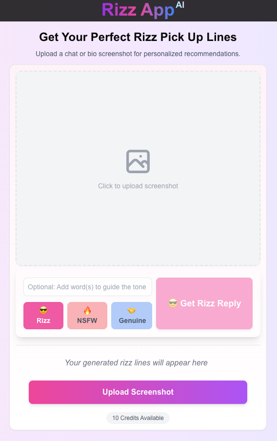 Rizz App AI rizz lines screenshot