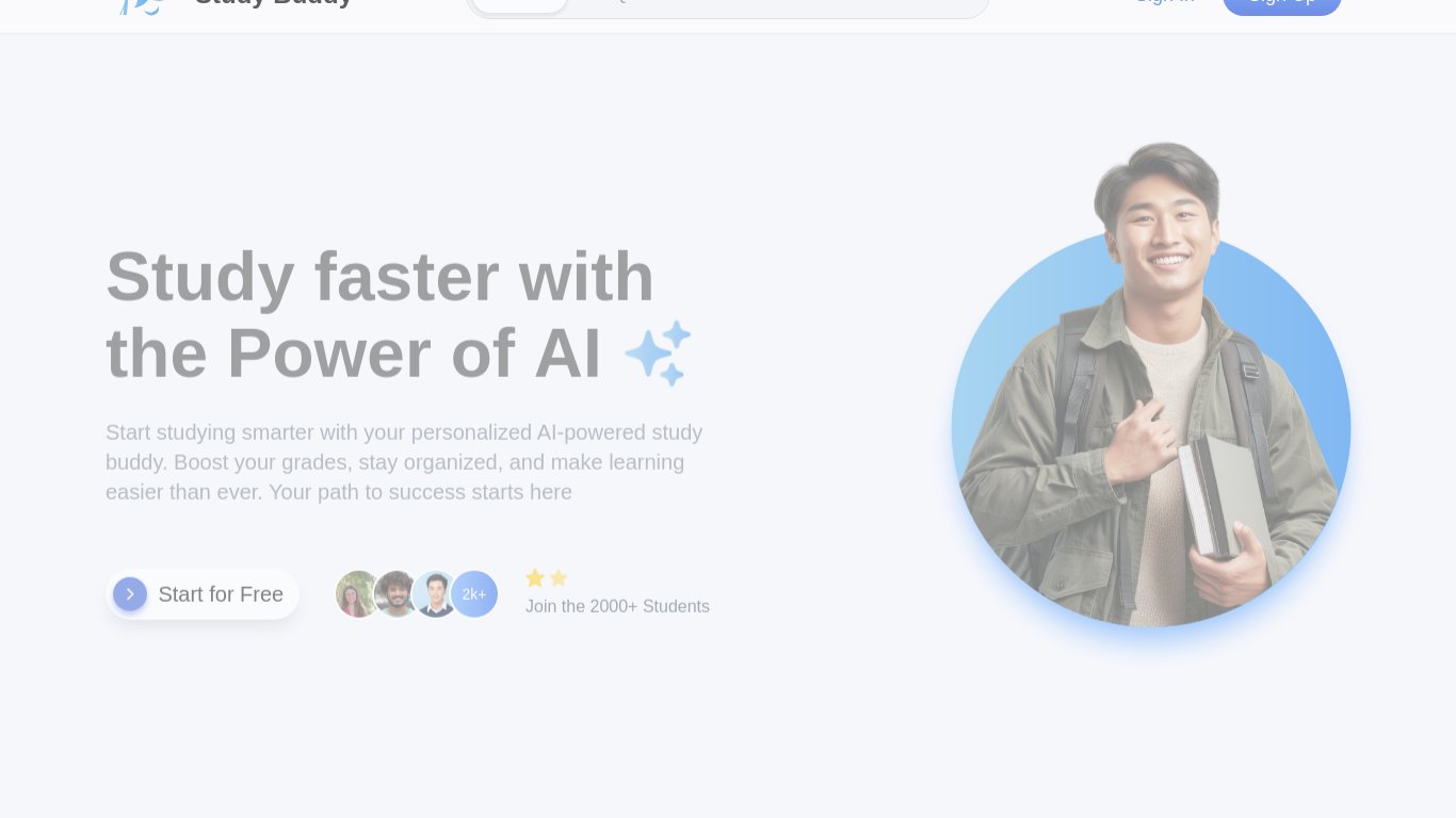 Study Buddy AI Landing page