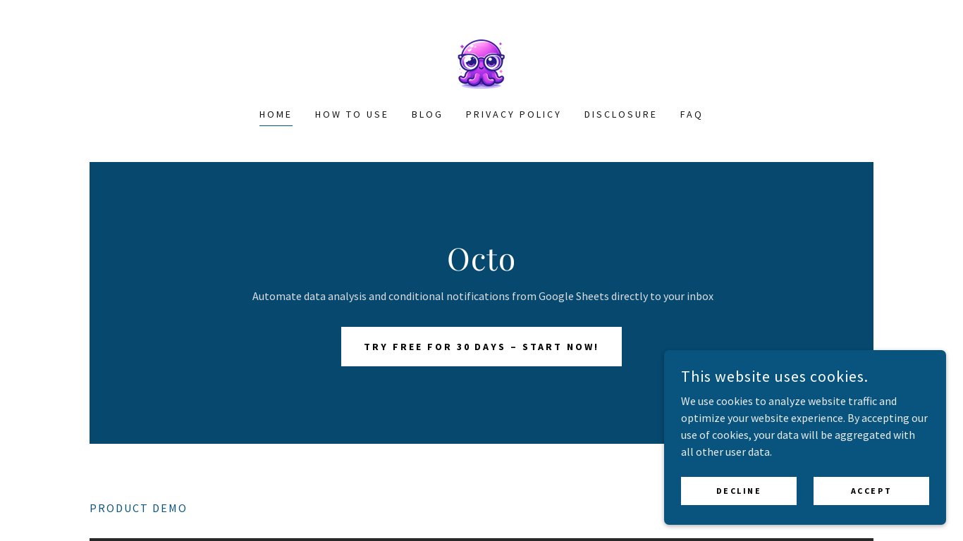 OctoGuide Landing page
