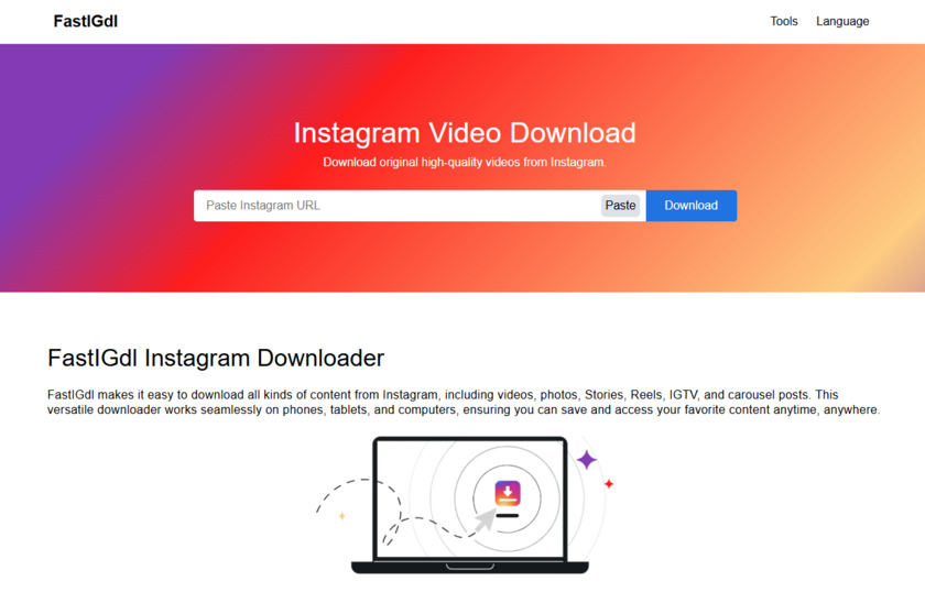 FastIGdl Landing Page