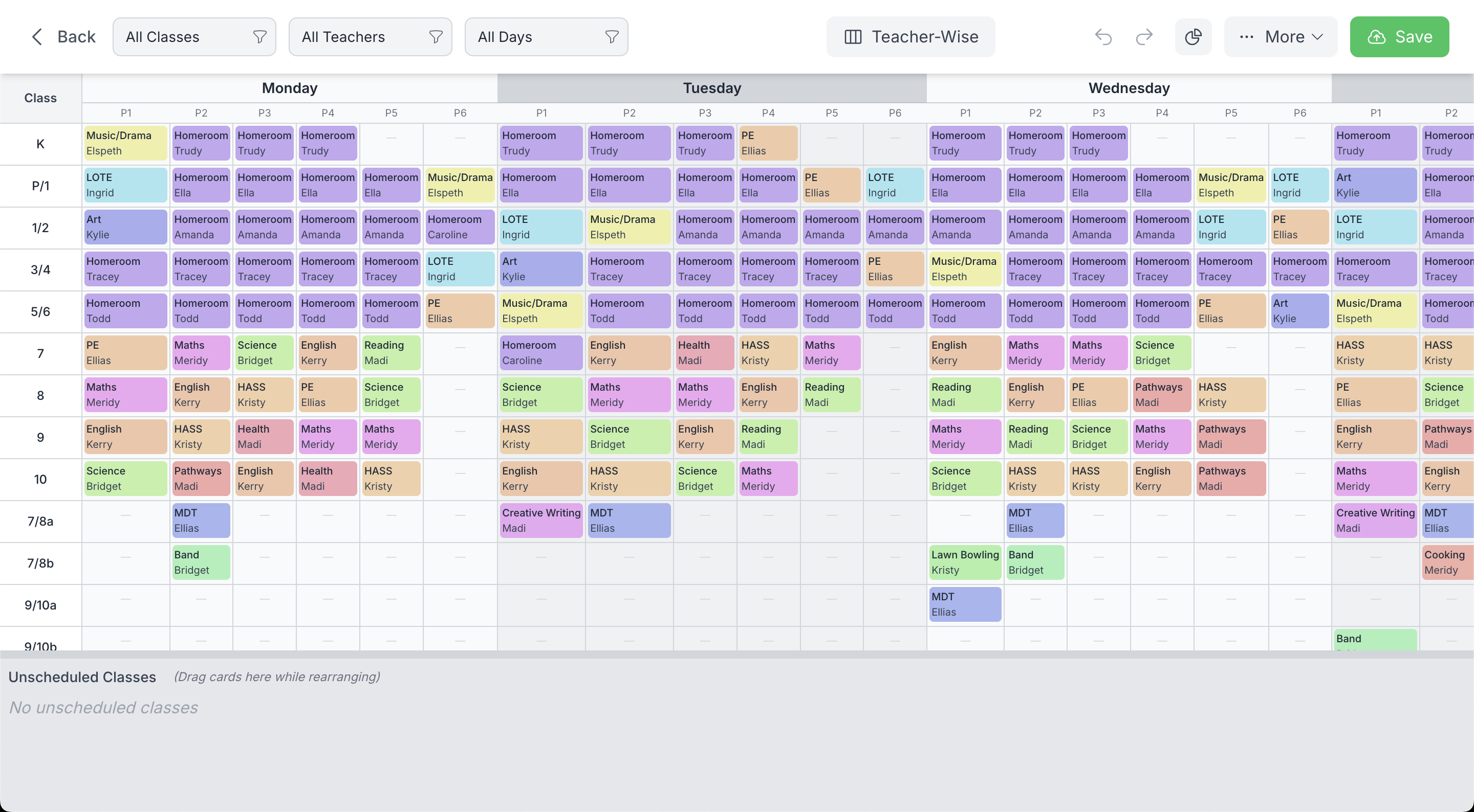 TimetableMaster TimetableMaster Timetable View