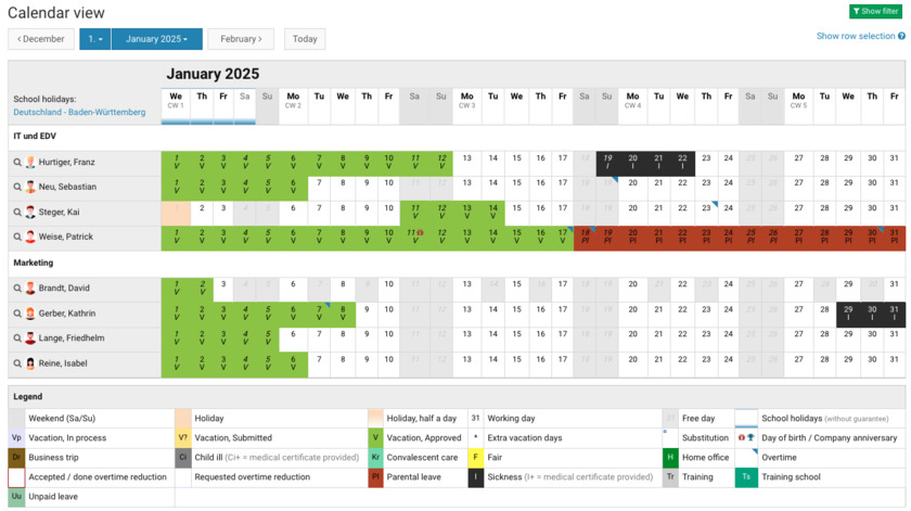 Timebutler Timebutler: calendar view all-absences Timebutler Timebutler: calendar view all-absences