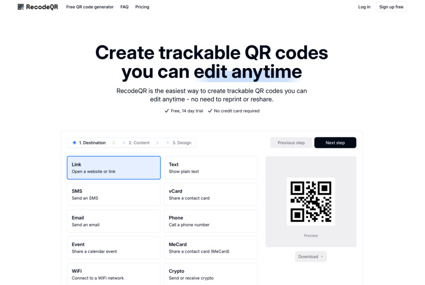 RecodeQR Landing Page RecodeQR Landing Page