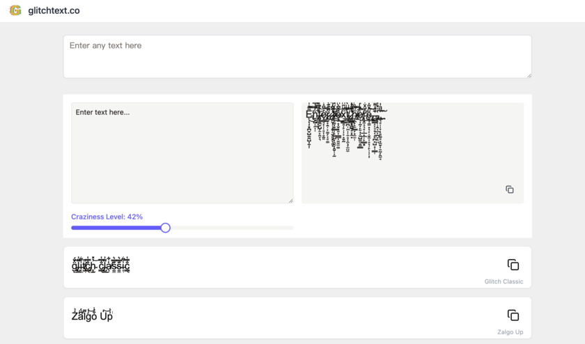 GlitchText.co Landing Page