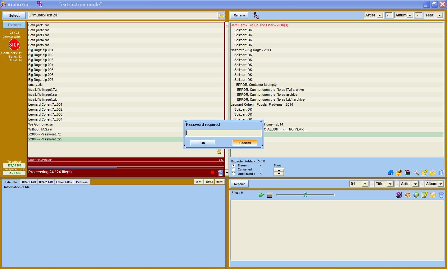 AudioZip Extracting albums