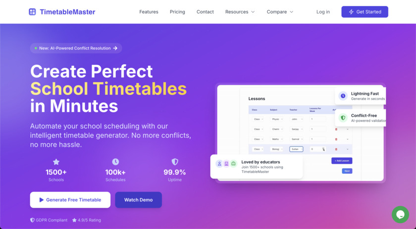 TimetableMaster Landing Page