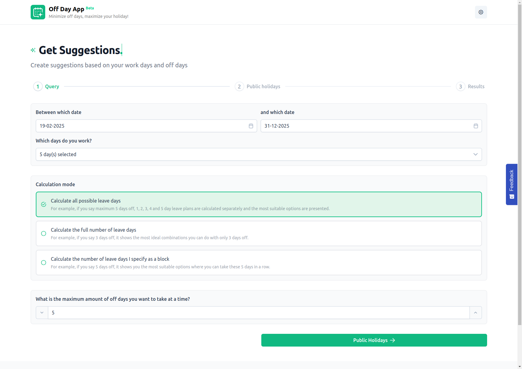 Off Day App Query