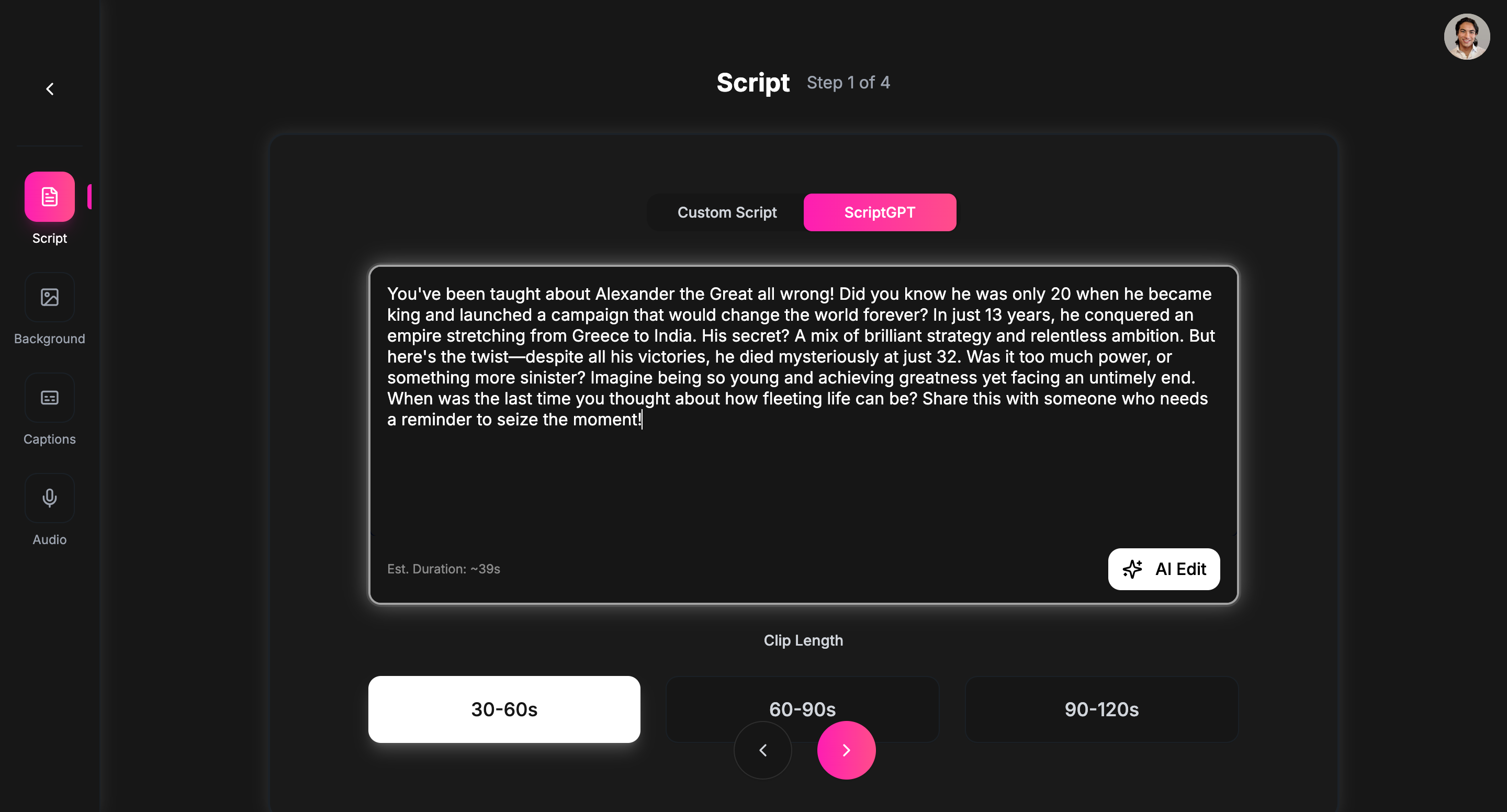 InstaClip AI InstaClip AI - Turn idea into viral script in seconds