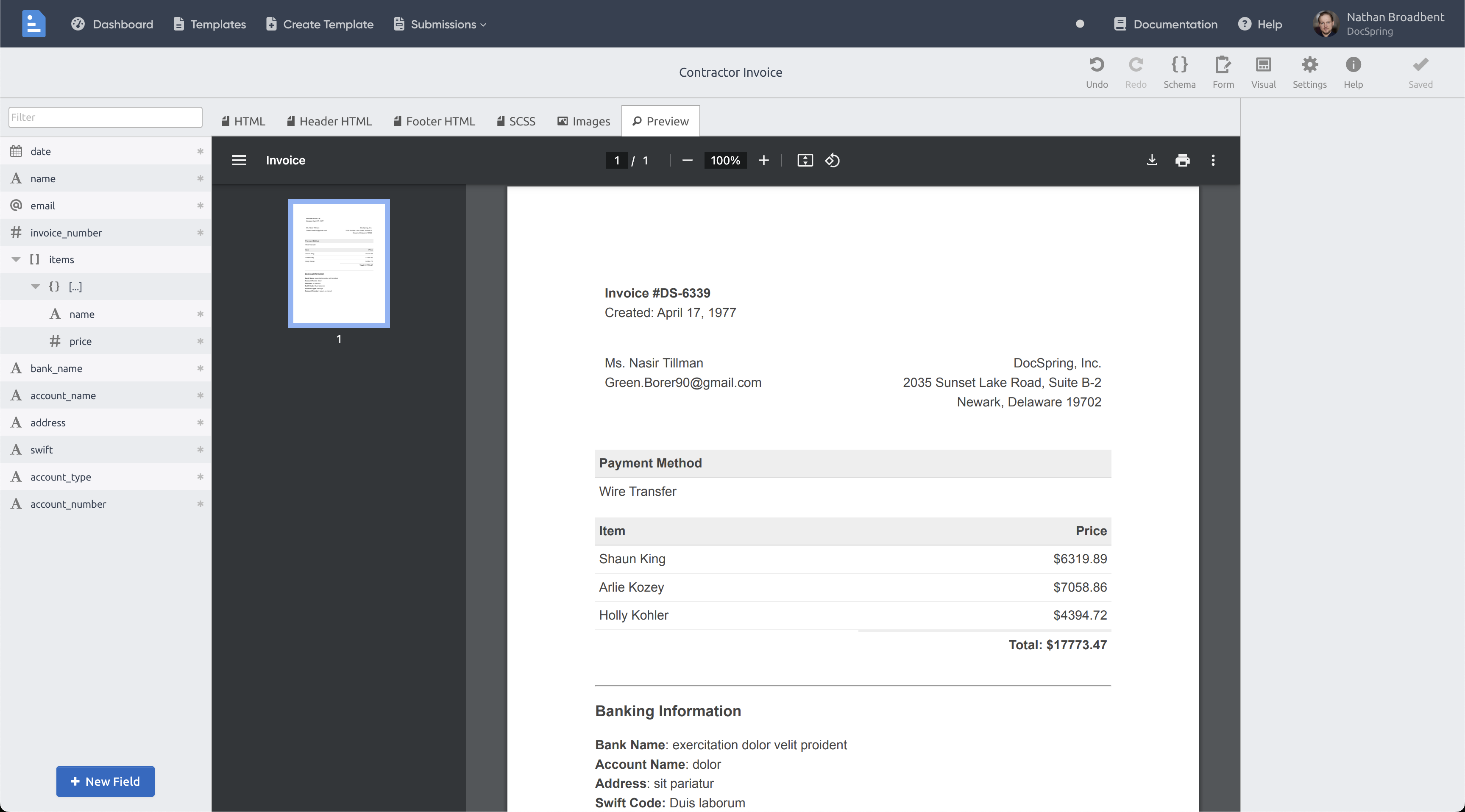 DocSpring HTML Template Preview
