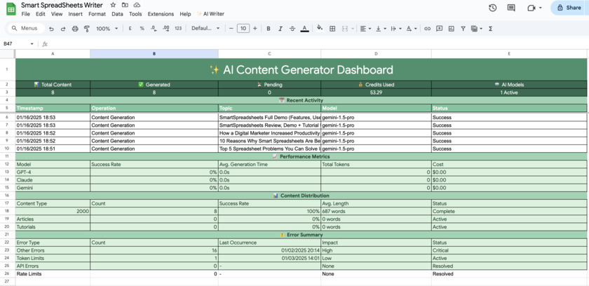 Smartspreadsheets.co Landing Page