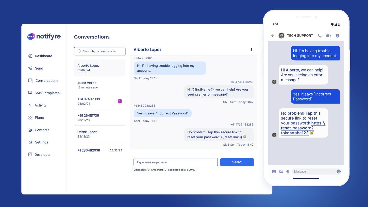Notifyre Send and receive text messages online, with our SMS API or email to SMS feature.