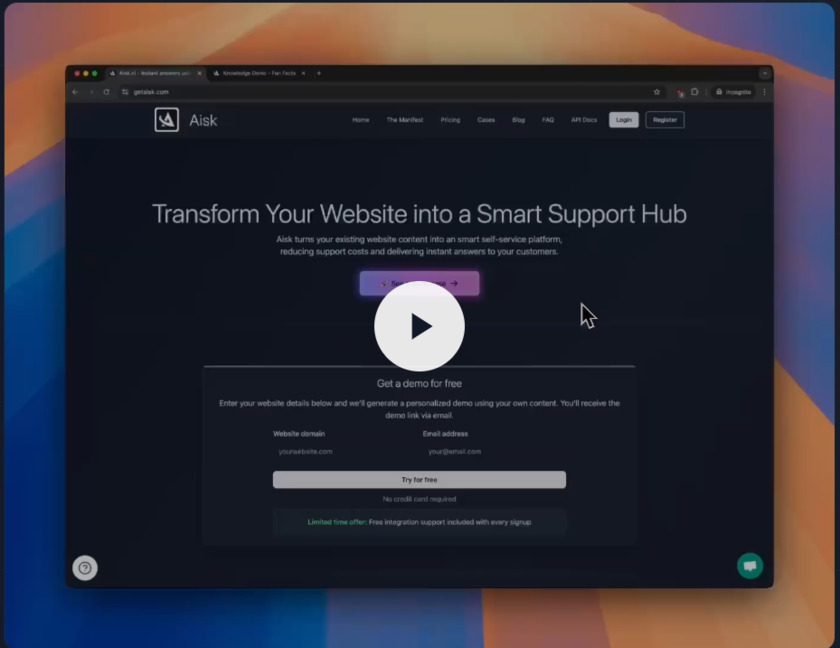 Aisk Landing Page