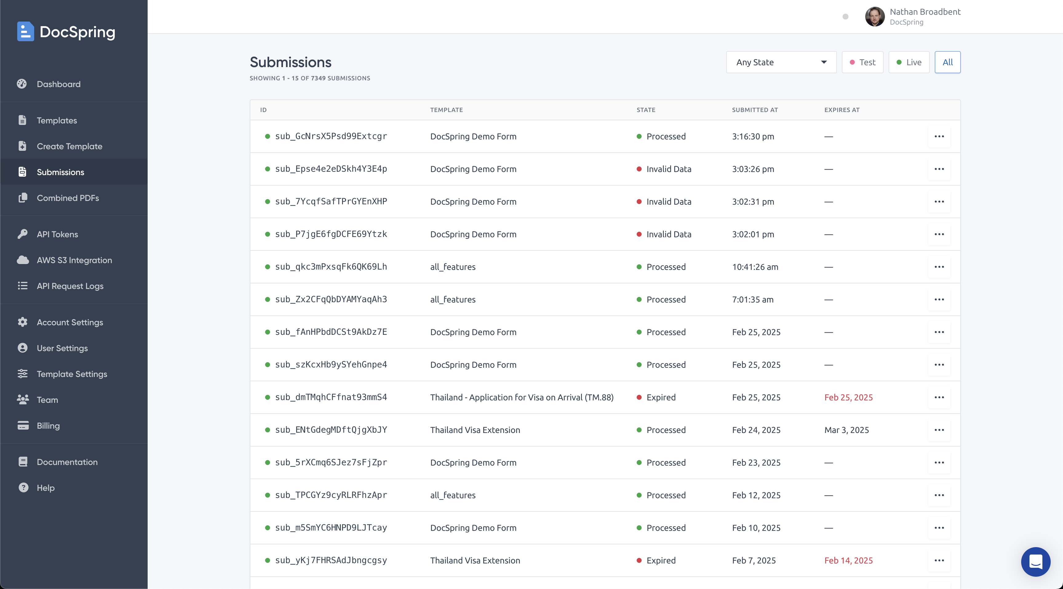 DocSpring View Submissions