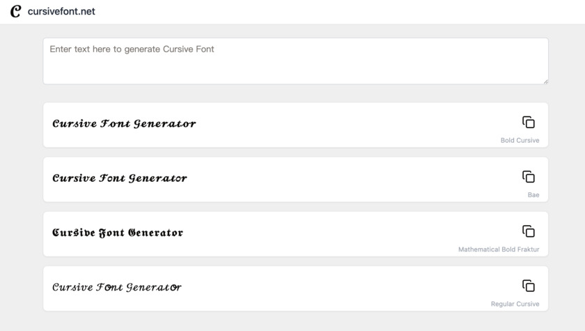 CursiveFont.net Landing Page