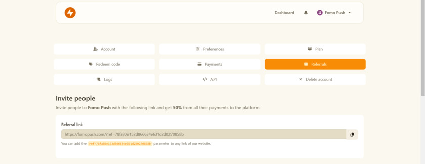 Fomo Push Landing Page