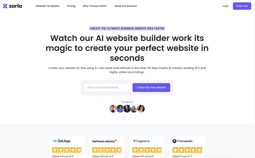 Zarla Landing Page