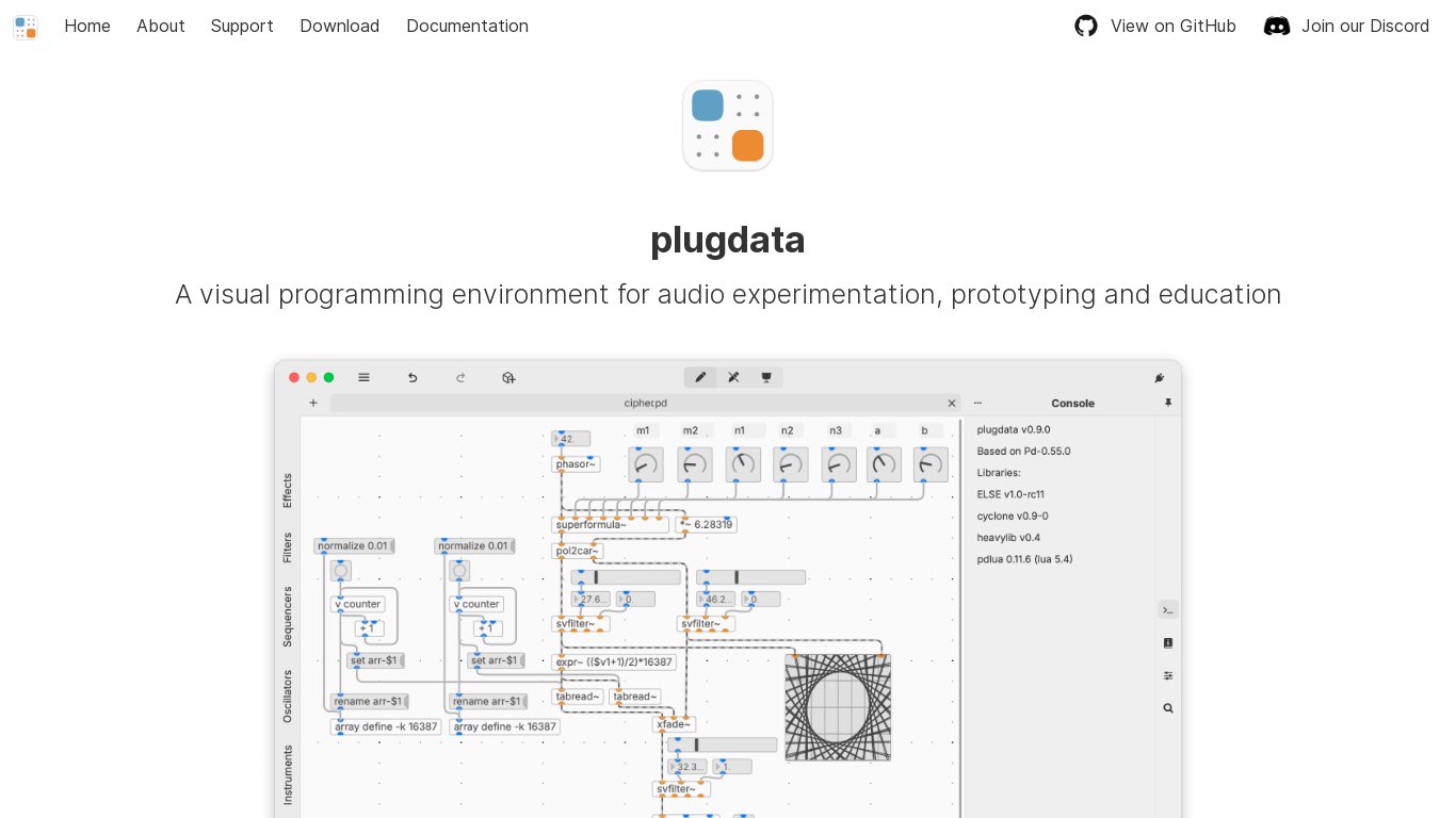 plugdata Landing page