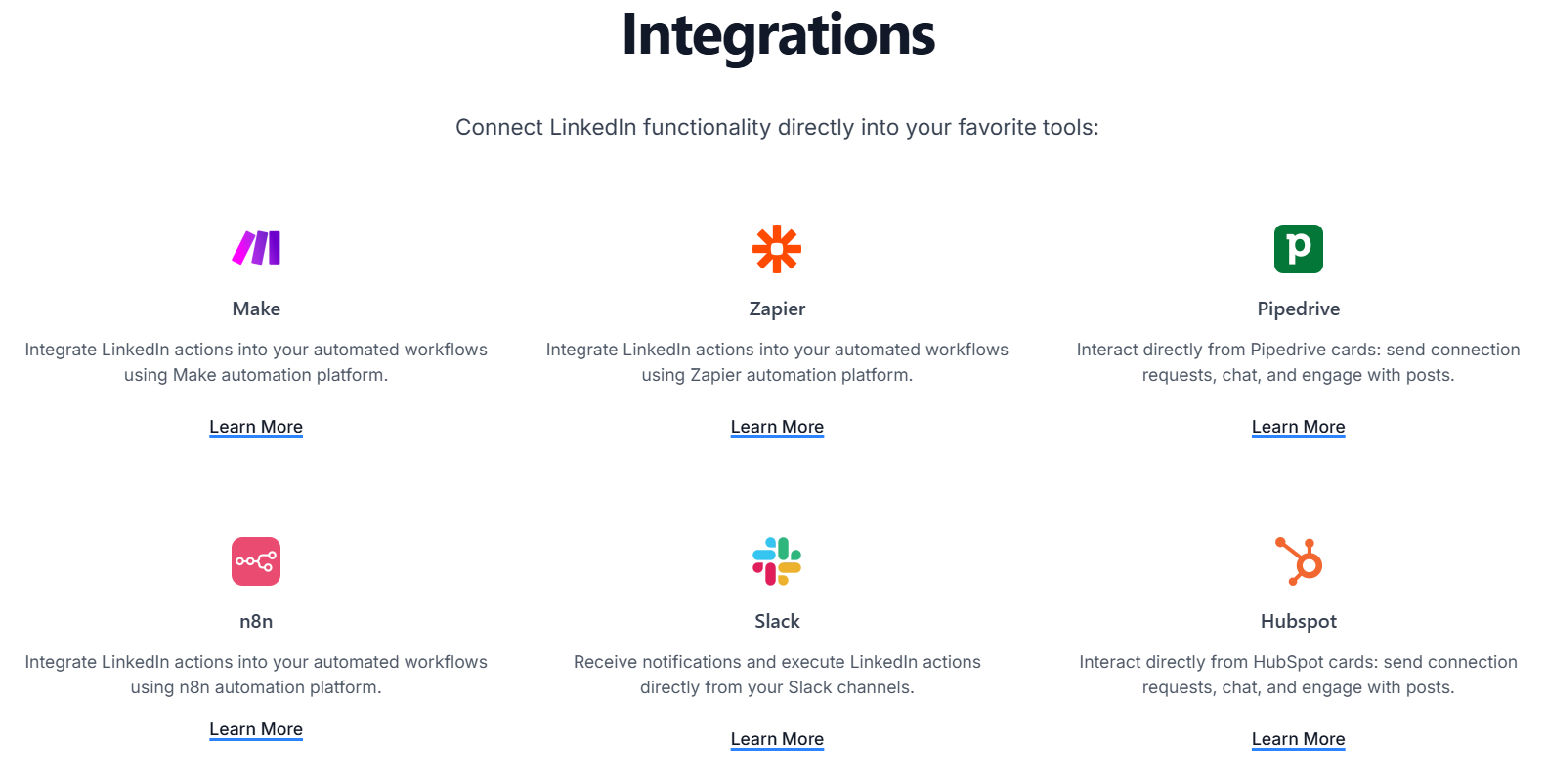 Linked API Connect LinkedIn functionality directly into your favorite tools.
