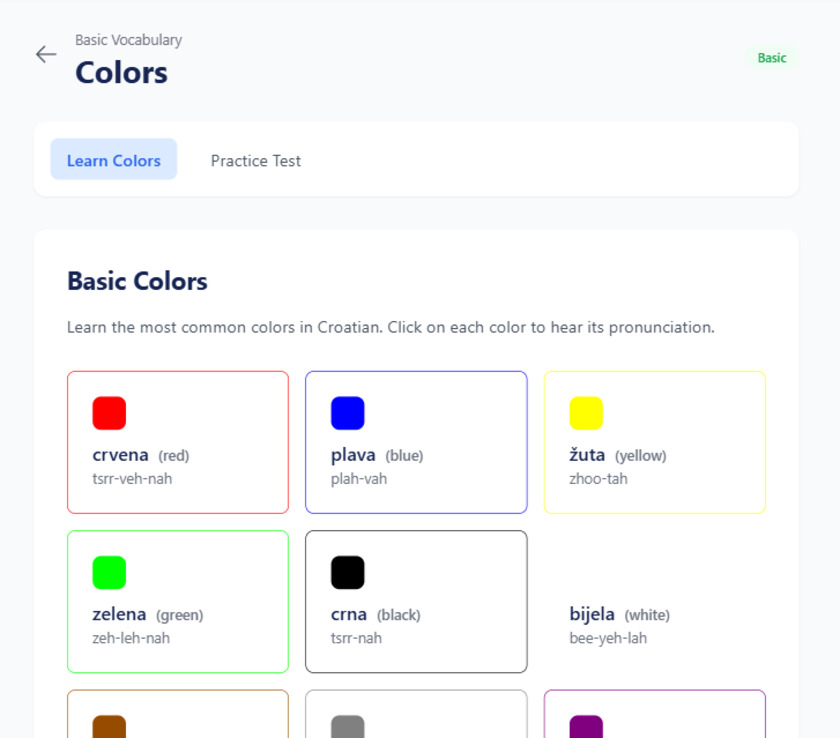 Study Croatian Colors Lesson Study Croatian Colors Lesson