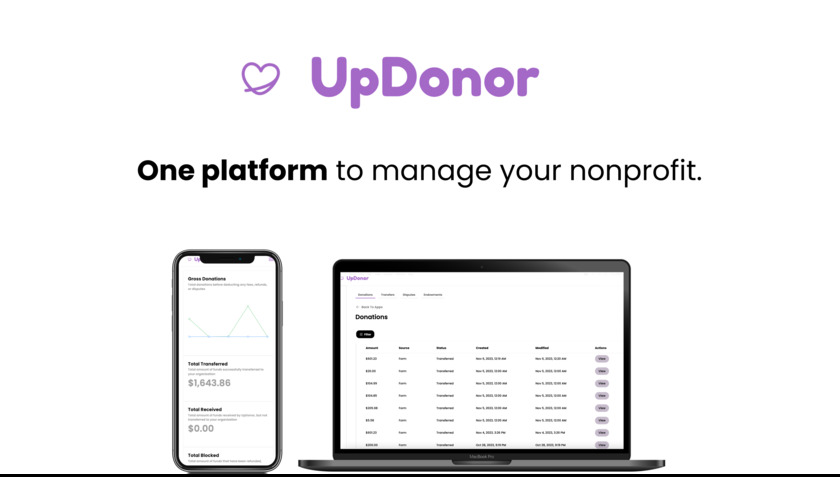 UpDonor.org Landing Page