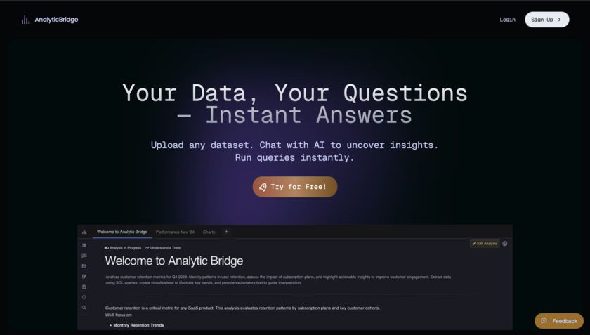 Analytics Bridge Landing Page