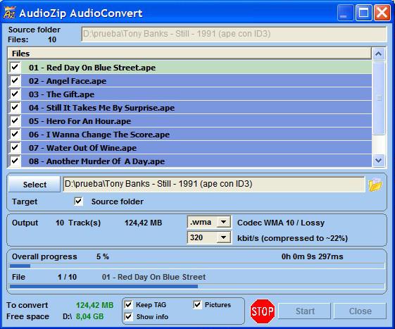 AudioZip Converting audio