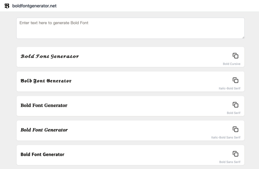 BoldFontGenerator.net Landing Page