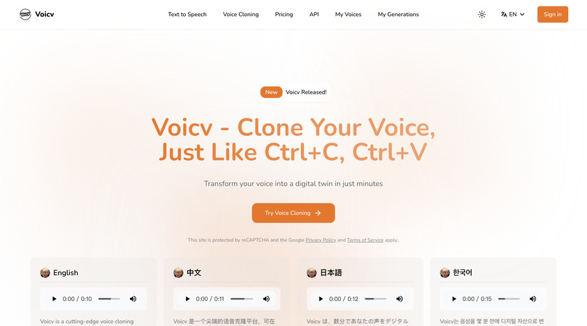 Voicv Landing Page