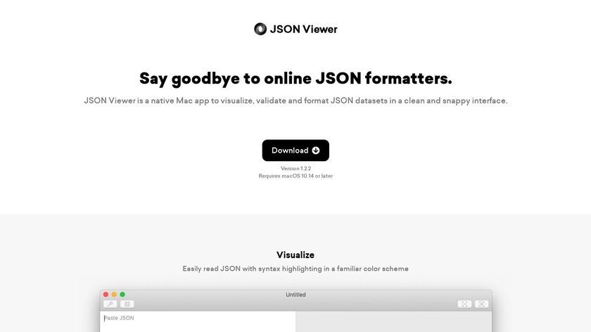 Mac JSON Viewer Landing Page