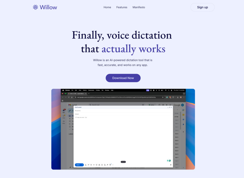 Willow Voice Landing Page