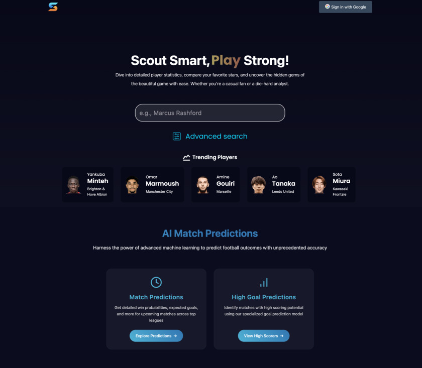 ScoutingStats Landing Page ScoutingStats Landing Page