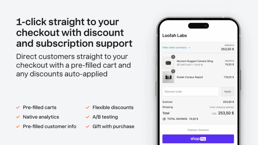 Checkout Links for Shopify Landing Page