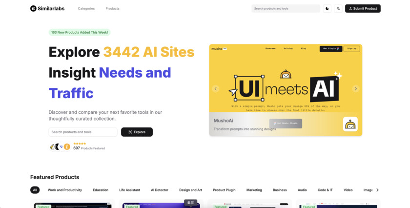 SimilarLabs Landing Page