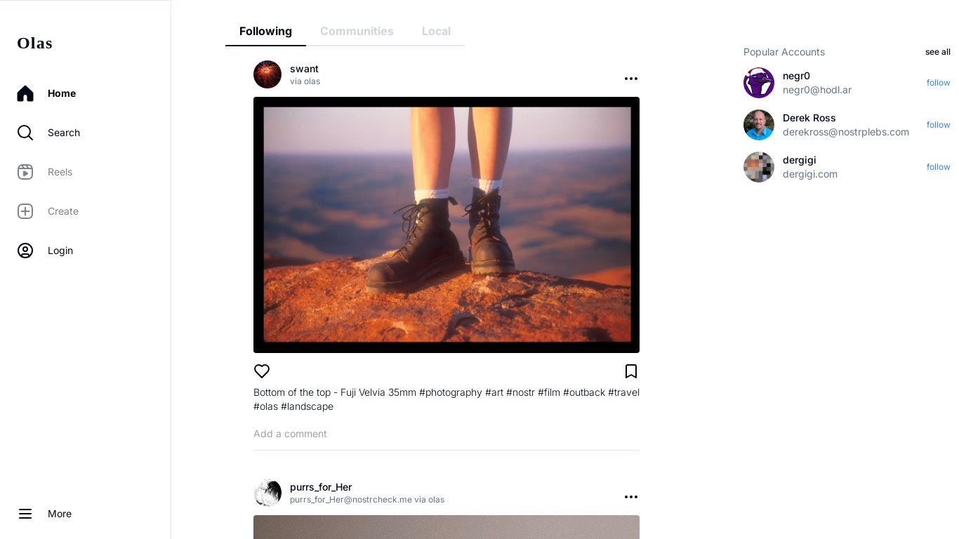 Olas Landing page