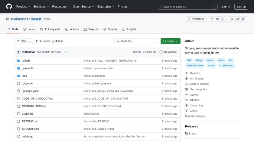 iocast Landing Page