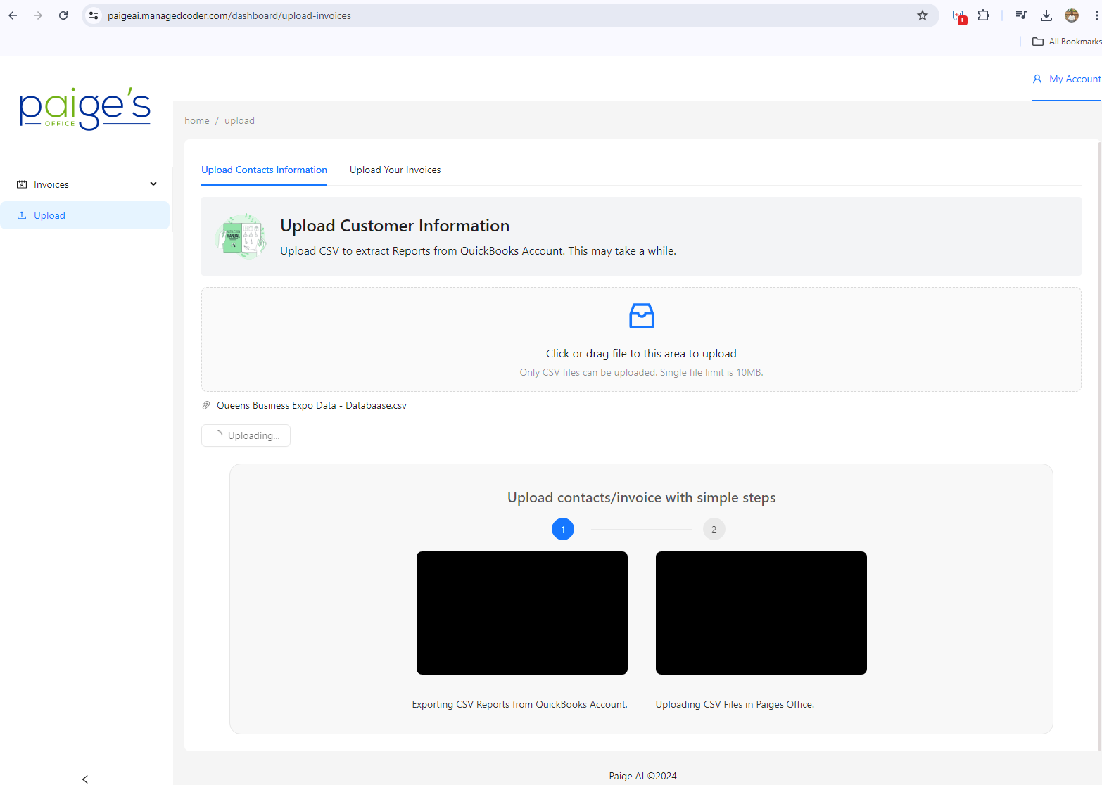 Paiges Office Uploading csv docs
