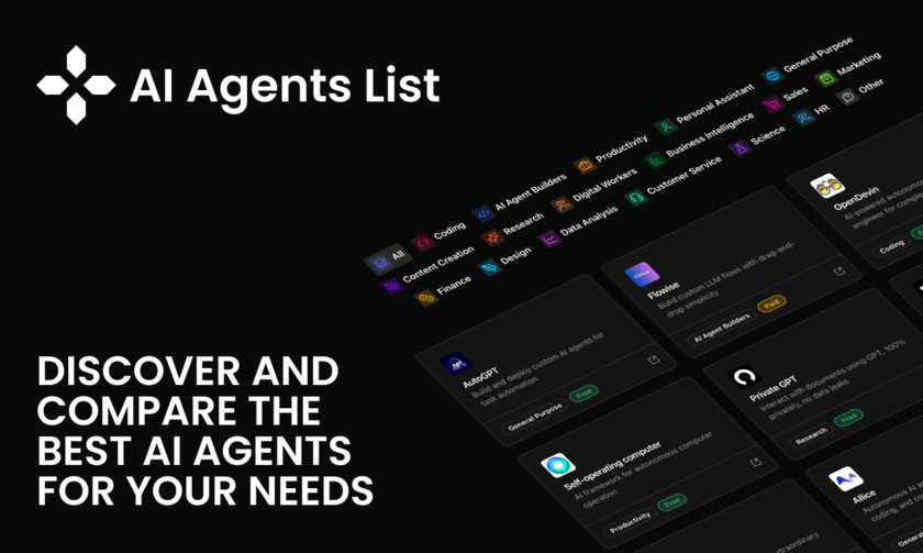 AI Agents List Landing Page