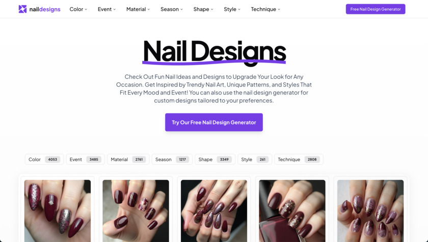 Nail Design Hub Landing page Nail Design Hub Landing page