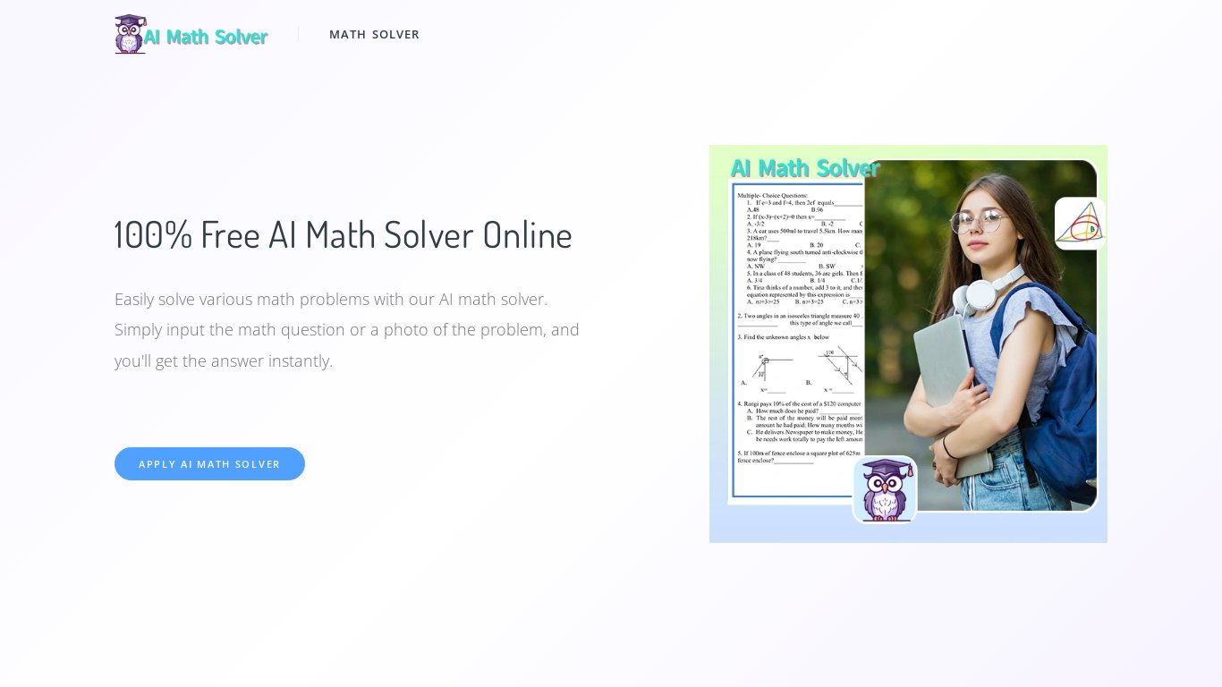 AImathsolver.io Landing page