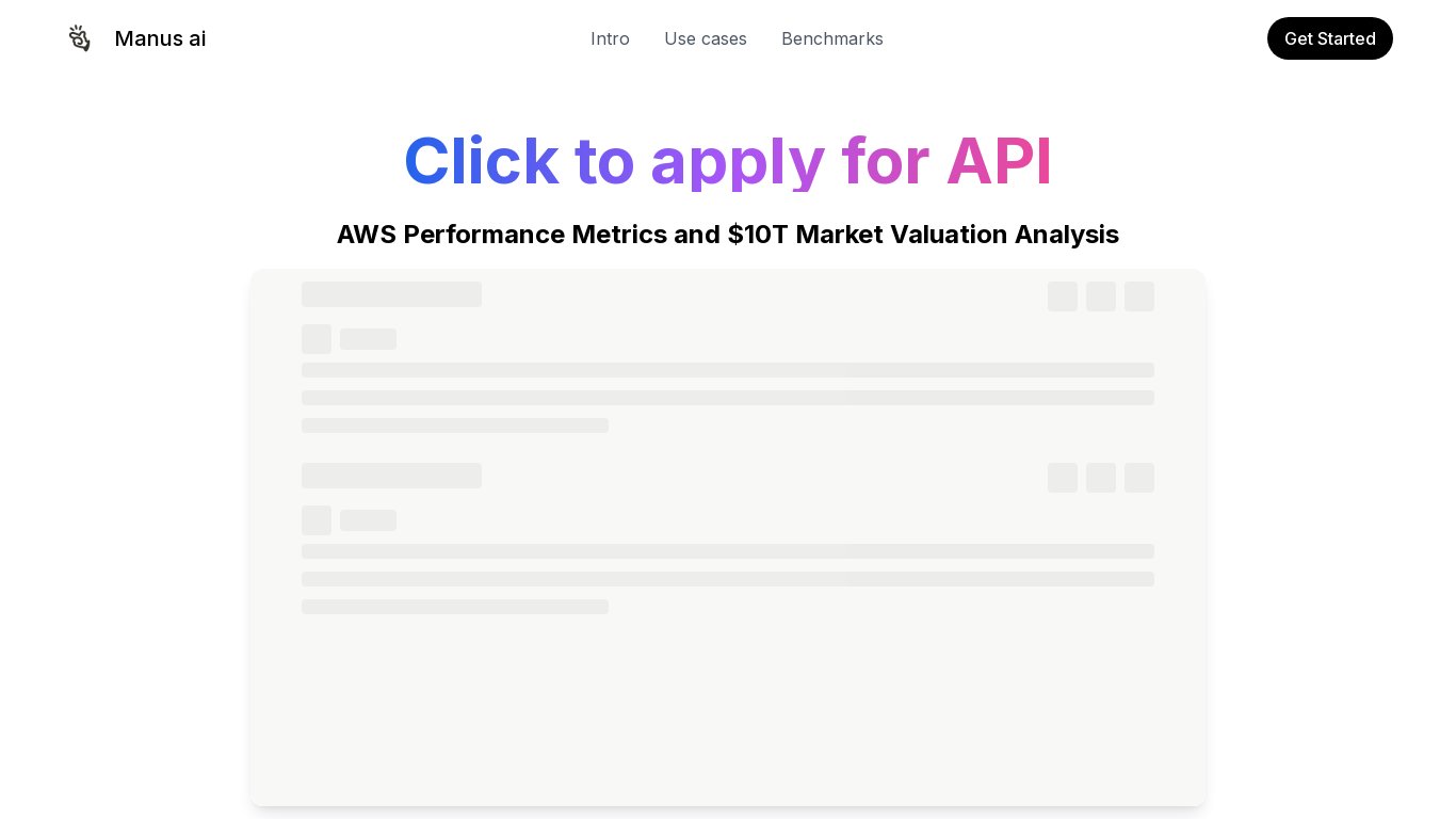 Manus AI Landing page