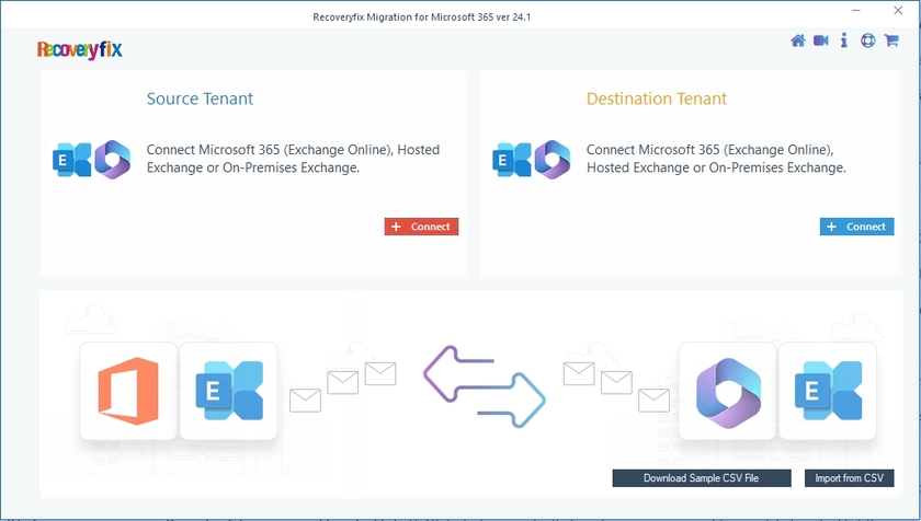 Recoveryfix Migration for Microsoft 365 Landing Page