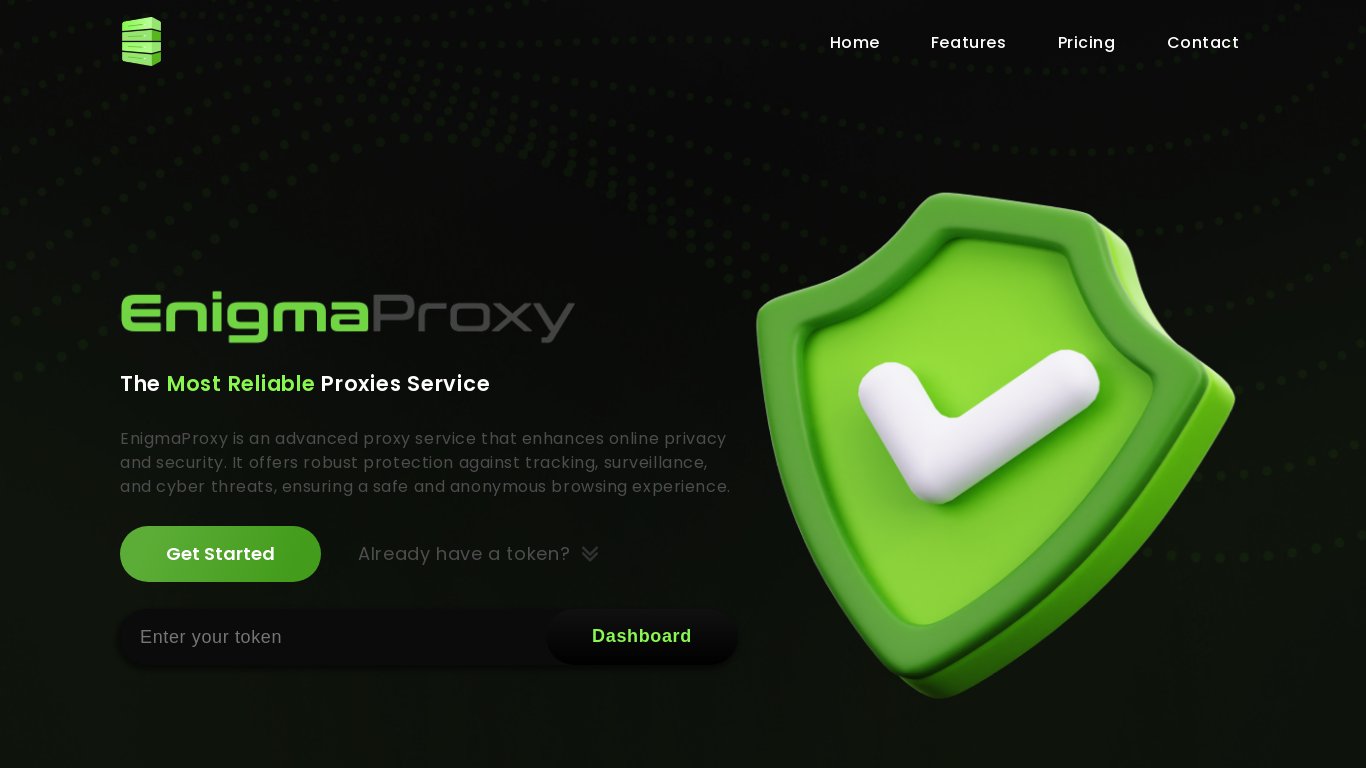 EnigmaProxy Landing page