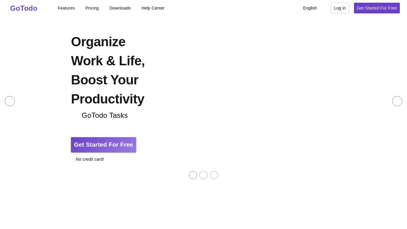GoTodo Landing page