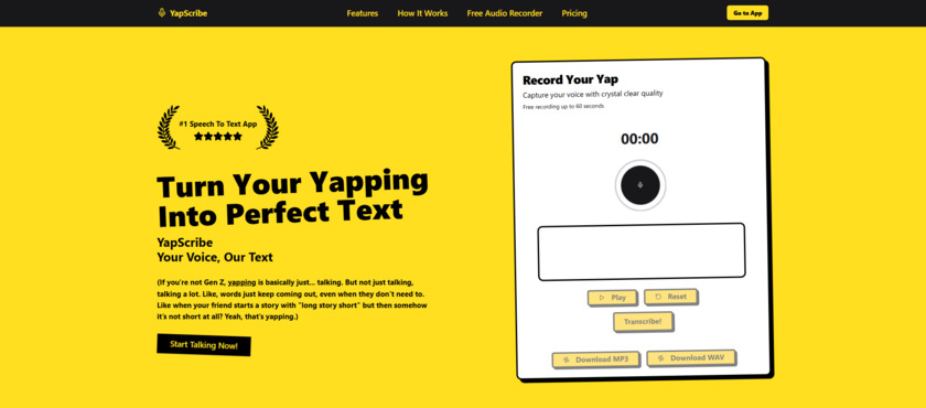 YapScribe Landing Page