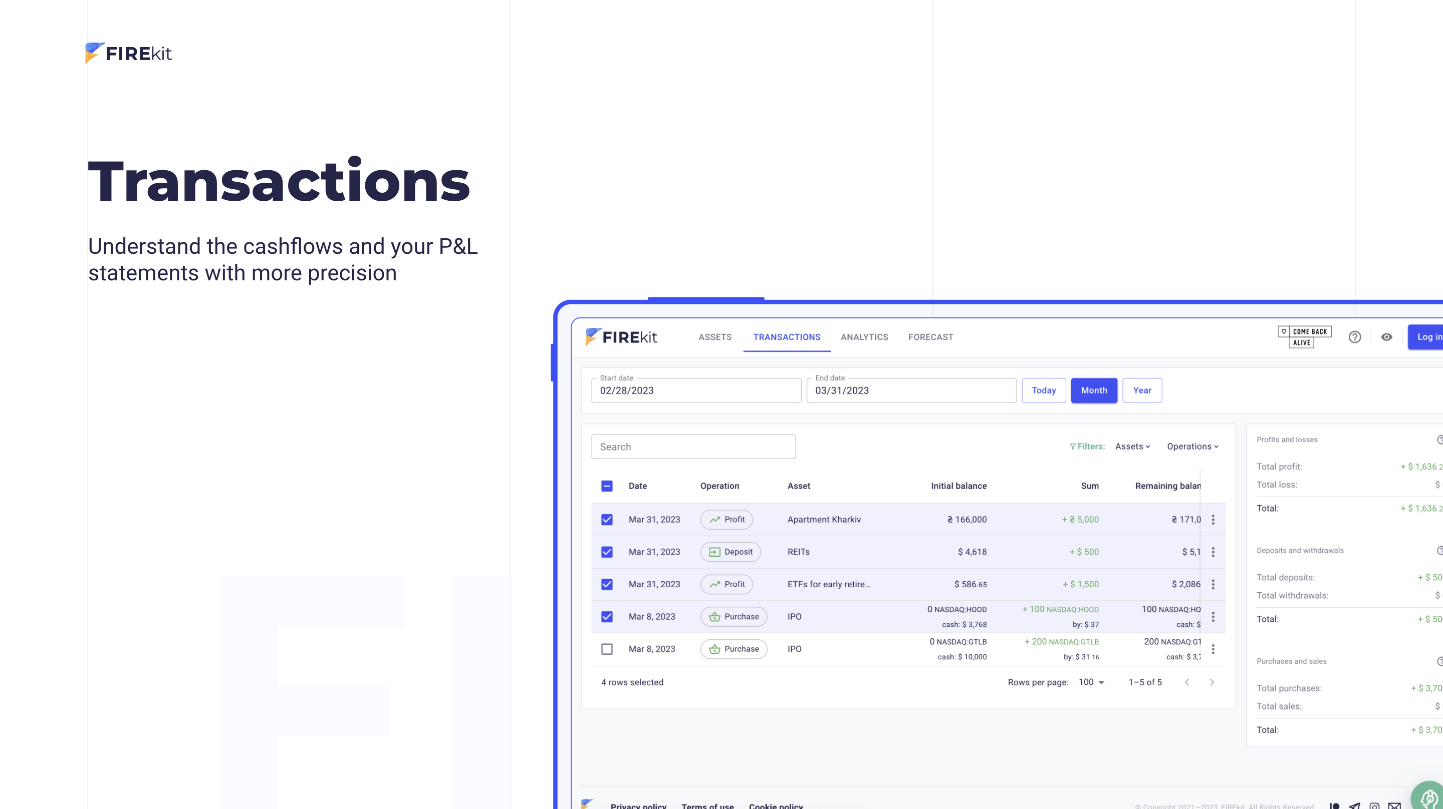 FIREkit.space Transactions